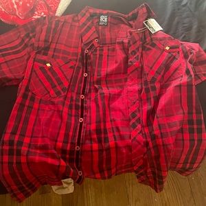 Encye red plaid button up